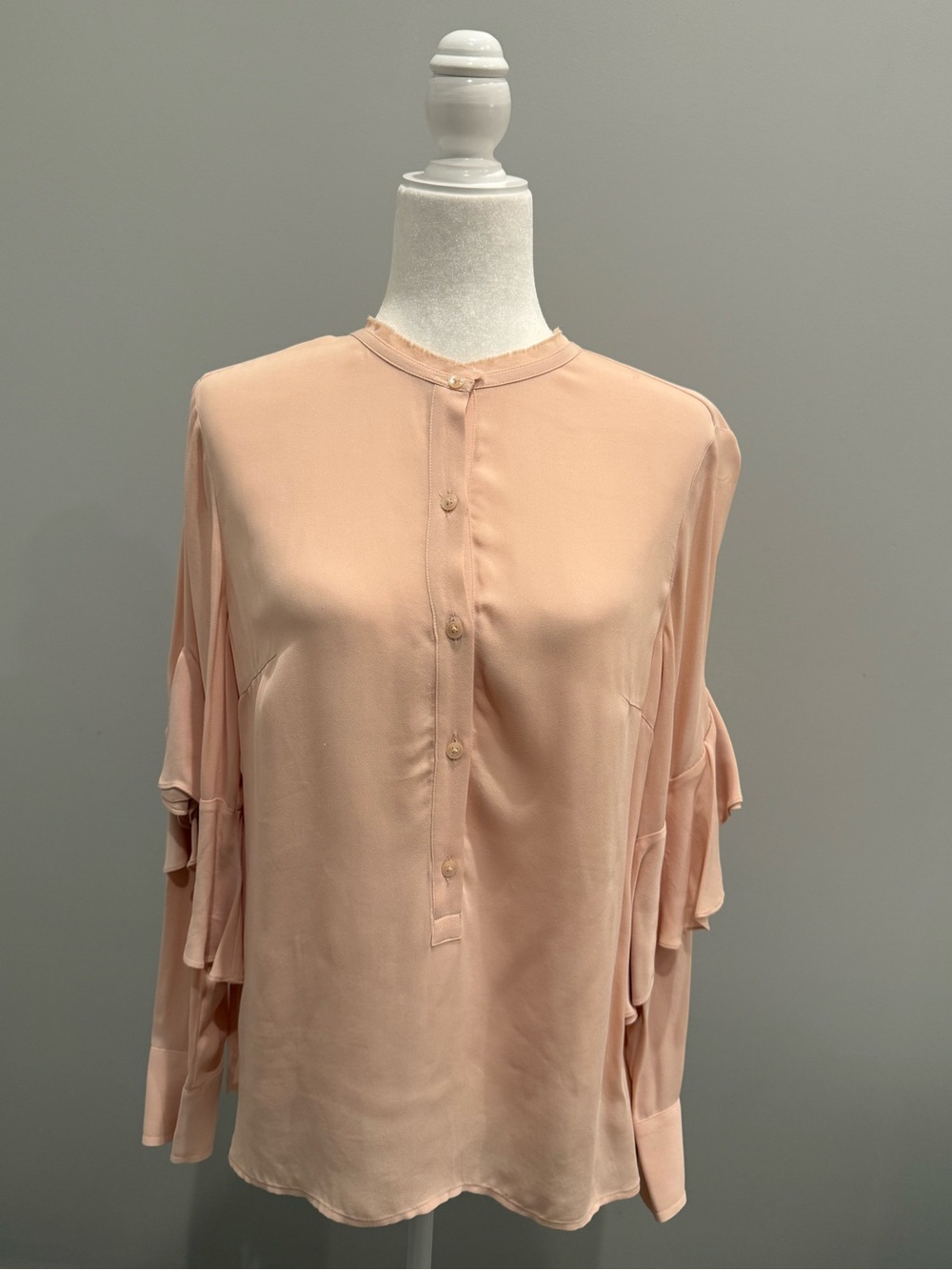 Club Monaco Blush Pink Ruffle-Sleeve Button-Down Blouse